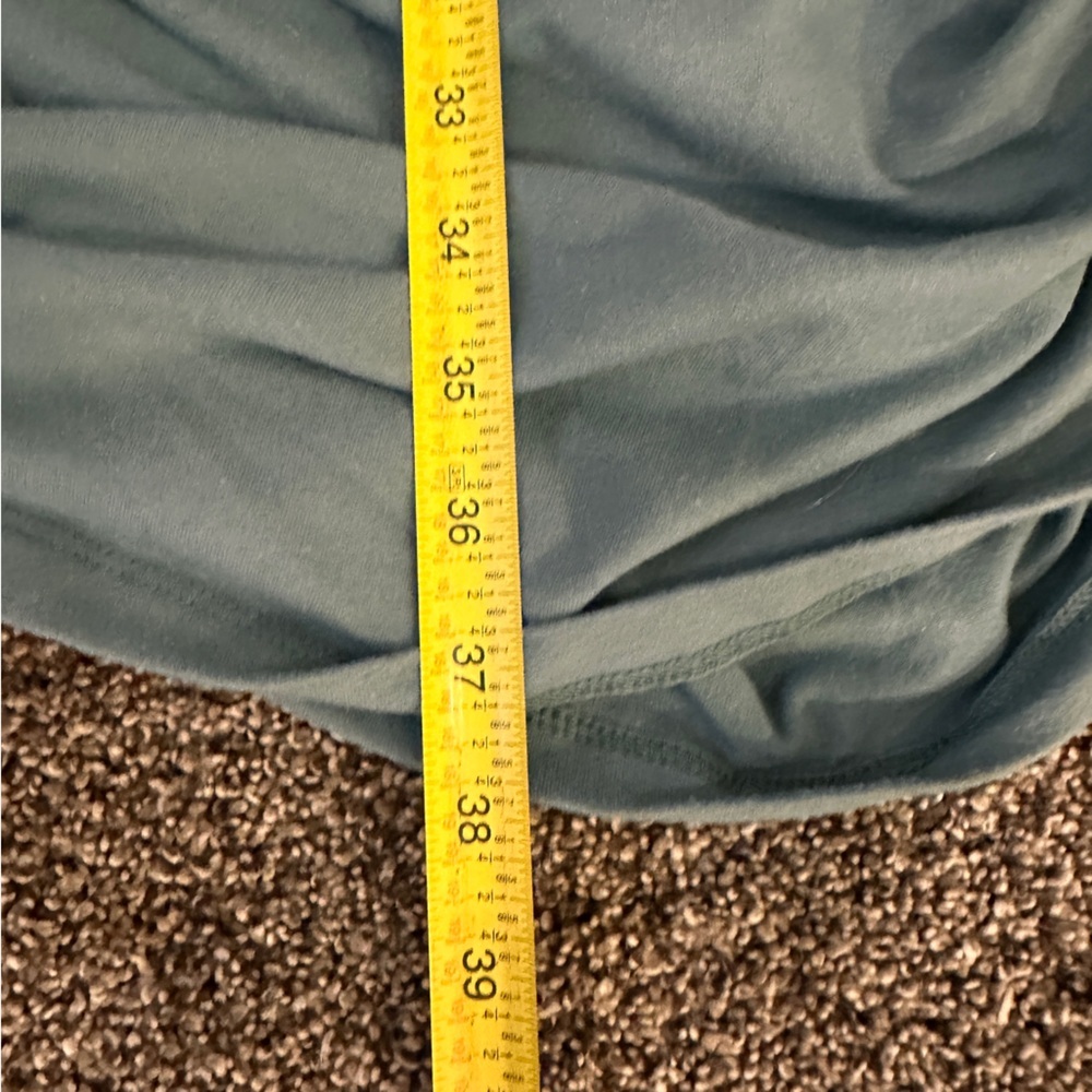 Nine West Blue Teal Ruched Midi Dress Large Short Sleeve Stretchy Casual Chic - Picture 8 of 8